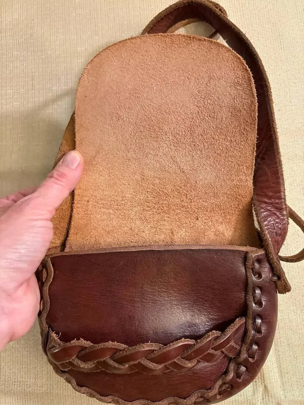Vintage Boho Brown Leather Crossbody Bag